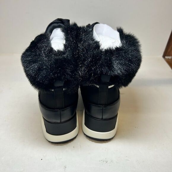 ALFANI Womens Black Faux Fur Cuff Wedge Zip-Up Suede Booties  Alfani Womens 5.5 M Black Windee Faux Fur Cuff High Top Wedge Sneakers NIB MN3